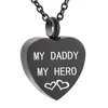 Heart Urn Necklace for Ashes Keepsake Memorial Pendant Stainless Steel Cremation Jewelry-'my daddy my hero' love you295Q