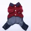 Dog Apparel Denim Boy Sweater Jumpsuit Cat Puppy Coat et Shirt Pants Autumn/Winter 3 Colours 5 Sizesvaiduryd