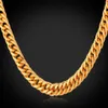 Hele-gouden kettingen ketting mannen 18K stempel 18K echt verguld 6MM 55CM 22 kettingen klassieke Curb Cubaanse ketting hiphop Jew230v