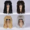 Perruques synthétiques mendiant perruque cheveux longs bouclés scène Halloween hommes ffy coiffure mendiant maniaque tête ensemble