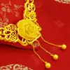 Pendant Necklaces HOYON Dubai Yellow Gold Color Chain Necklace For Bride Women Wedding Engagement Jewelry Charms Flower Pearl Fine Gifts