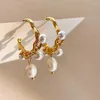 Hoop Earrings Flashbuy Trendy Pearl Irregular Metal Jewelry For Women Design Geometric Golden Accessories Gift