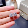 Stud Oorbellen Vierkante 2ct Diamond Earring Real 925 Sterling Zilveren Sieraden Moissanite Engagement Bruiloft Voor Vrouwen Men3009