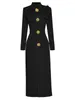 Vestidos casuales Runway Otoño Midi para mujeres 2023 Elegante Negro Verde Vestidos Manga larga Fiesta recta Robe Femme Plus Tamaño XXL