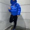 2023 Ny Trapstar Down Cotton Jacket Mäns avkodning Hooded Blue Fashionable Long Sleeped Top för värme 688SS