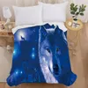 Top Quadie 3D Wolf Wolf Animal Blue Black Design Cavallo morbido per letti divano in tessuto a quadri Air Condizionamento Viazione3120