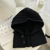 Berets inverno engrossar imitação cashmere balaclava chapéu cachecol conjunto de malha xale quente split dedo luvas lã pulôver acessórios