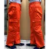 Pants 2022 Japanese Style Wearresistant Workout Pants Orange Cotton Overalls Pants Men Casual Loose Hiphop Pocket Cargo Pants for Men