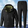 Survêtements pour hommes hiver rembourré chaud costume résistant aux taches grandes poches imperméable et oléofuge veste de poinçonnage bandes réfléchissantes de nuit