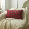 KissenDekorative Kissen Weihnachten Rechteck Kissenbezug Rot Plaid Print Weiß Buchstaben Stickerei Fall Weihnachten Heimtextilien Sofa Dekoration 231128