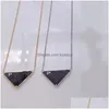 Pendant Necklaces Diamond Tri-Angle Luxury Design Gold Sier Necklace Elegant Love 18K 316L Stainless Steel P Logo Engrave Chain Fash Dhxgo