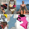 Mode Dambadkläder Sexiga flickor Baddräkt Sommarbaddräkt Beach Bikinis Set Bokstavsmönster Dam Bodysuit Badkläder