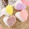 Fancy Double Contrast Color Plush Key Chain Fluffy Heart Shaped Soft Toy Fur Rabbit Pom Pom Keychain DF152