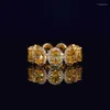 Trouwringen Iced Out Bling Gold Geel CZ Ring Ovaal Big Cubic Zirconia verlovingsband Hip Hop Cool Finger Women Men Us Size 8 9 10Wedding