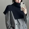 Scarves Women Knitted Shawl Female Autumn Winter Air-conditioned Room Cross Fashion Pure Color Scarf Split Cape