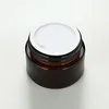 50 ml hervulbare amberkleurige glazen gezichtscrème monster lege potcontainers 50 gram bruine make-up gezichtscrème flesverpakking met witte binnenkant L Irfj