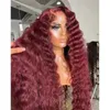 Synthetic Wigs 2023 Selling Long Curly Hair Front Lace Wig Selling Small Curly Hair Wine Red