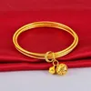 Authentisches Vietnam Sha Jin 24 Gold Sansheng III Armband Damen Drei Ring Glockenarmband als Geschenk für Frau und Freundin