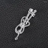 Brooches Bling Copper Hollow Guitar Zircon Pins Brass For Women Girls Music-Lover Dress Coat Party Jewelry Festival Gift