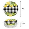 Bord Mattor Frukt Summer Plaid Ceramic Coasters Absorberande bordsartiklar Mat Hem Kaffe matsering dekoration placemat gåva