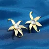 Stud Earrings 2023 Cute Pink Bow Flower For Women Zircon Inlaid Gold Color Fashion Party Jewelry Sweet Gift