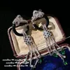 Серьги-гвоздики из стерлингового серебра 925 пробы с леопардовой кисточкой, полные циркония, висячие женские роскошные ювелирные изделия для вечеринок 231129