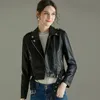 Womens Leather Faux Leather Women Leather Jackets Lady Pu Bomber Motorcycle Biker Pink Yellow Black Faux Leather Coats With Belt Outerwear 231129