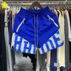 メンズショーツRhudeショーツメンズ高品質のドローストリングジッパーポケットスプライスカジュアルブルーブラックグリーンブリーチ