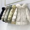 Inverno novo pato branco para baixo jaqueta roupas femininas longo na altura do joelho pão jaqueta versão coreana jaqueta atacado para mulheres jaqueta esportiva ao ar livre moda