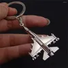 Keychains Creative Silver Color Airplane Aircraft Fighter Model Pendant Keyrings for Boys Car Key Ring Bag Charms Gift