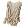 Women's Blouses 3D Jacquard Knitted Top For Slim Style V-neck Pullover Long Sleeve Underlay