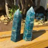 Varinha de cristal de apatita azul natural, 2 peças, pedra de cristal, ponto único para cura t200117248e