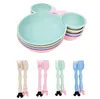 Tazze Piatti Utensili 3 pezzi Paglia di grano Set da tavola per bambini Cartoon Piatti per bambini Cena per bambini Platos Piatto per alimentazione per bambini Ciotola per addestramento Cucchiaio Forchetta P230314