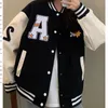 Damesjassen Unisex Retro Alfabet Print Baseballjack Harajuku Stijl AllMatch voor mannen en vrouwen 231129