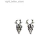 Stud YIZIZAI 925 Plata esterlina Creativo Retro Cabeza de ciervo Cráneo Pendiente Punk Street Style Ear Pin para hombres Mujeres Joyería fina YQ231128