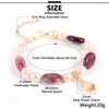 Strand Women Stone Natural Quartz Oval Turquoizes Rosa Bracelete Opala Pérolas de Água Doce Pérolas Minchas Jóias de Baixa de Flor Charme