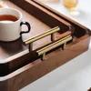 Tallrikar avancerad svart valnöt träbricka med handtag rektangel enkel japansk trä för kaka te efterrätt