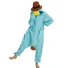 Blue Fleece Unisex Perry Platypus Costume Onesies Monster Cosplay Pyjamas Vuxen Pyjamas Animal Sleepwear Jumpsuit303J
