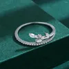 Cluster Rings S925 Серебряное серебро простая ветвь, полная алмазного японского кольца, женский инкрустанный темперамент, корейский ювелирный подар