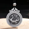 Collane con ciondolo Dodici Collana con animali dello zodiaco cinese Tai Chi Otto trigrammi Yin Yang Feng Shui Argento tibetano antico intagliato a mano