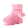 Bottes de neige pour enfants, boule de laine d'hiver, bottes épaisses et chaudes en coton, chaussures en peluche pour garçons et filles