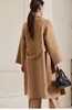 Red high count wool double-sided cashmere coat for women's mid length 2023 autumn/winter new style loose woolen coat