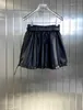 23ss Designer Skirts Women Clothes New Letter Rubber Ribbed Waist Panel Pleated Skirt High Slim Half Short with Belt