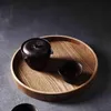 Organization Round Serving Bamboo Wooden Tray for Dinner Trays Tea Bar Breakfast Food Container Handle Storage Tray #1