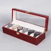 Watch Boxes Cases 2/3/5/6/10/12 fentes rouge/noir fait à la main de luxe en bois boîte de montre organisateurs de bijoux boîtier boîtes de support en bois pour hommes et femmes 231128