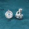 Rücken Ohrringe Luxus Kristall Weiß Zirkon Ohrring Klassische Vier Klaue Runde Stein Clip Für Frauen Männer Einfache Trendy Silber farbe Schmuck