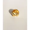 Solitaire pierścionek mosiądz z 18-karatowym złotem styl Vintage Plicated oświadczenie pierścionki kobiety projektant biżuterii T Show Club Cocktail Party rzadki japonia koreański 230428