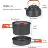 Kampkeuken Campingpannenset Outdoor kookset Aluminium uitrusting Pot Reizen Servies Wandelen Picknick BBQ 231128