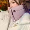 Scarves Thickened Velvet Scarf Waterproof Padded Winter Warm Windproof Neck Wrap With Button Closure Unisex Solid Color