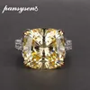 PANSYSEN Charms 14 14mm Anneaux de Citrine Naturelle pour Femmes 100% Véritable 925 Bijoux en Argent Sterling Bague d'Anniversaire de Fiançailles T2009253A